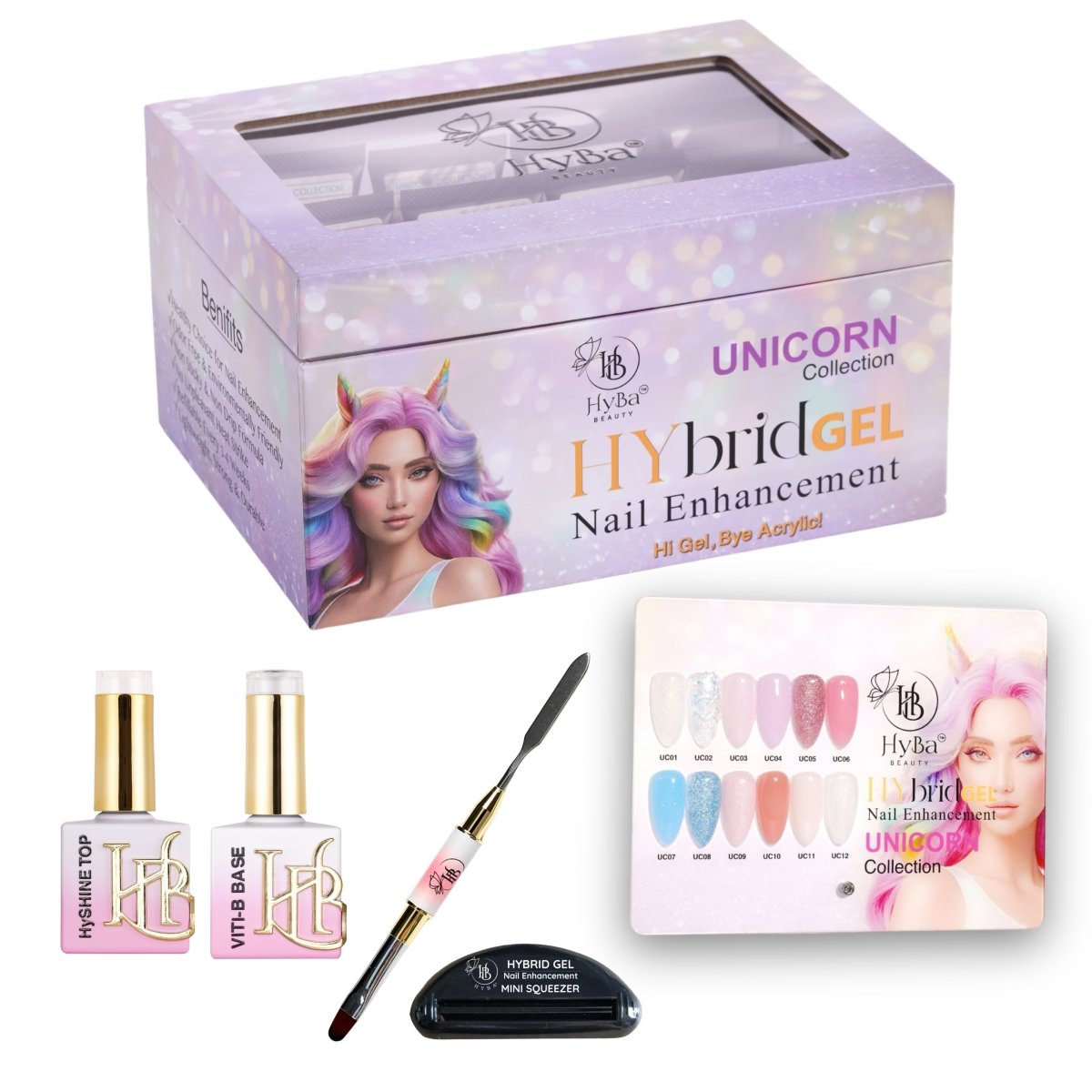 8 UNICORN Box Set - HyGEL® Hybrid Gel Nail System - HYBA BEAUTY