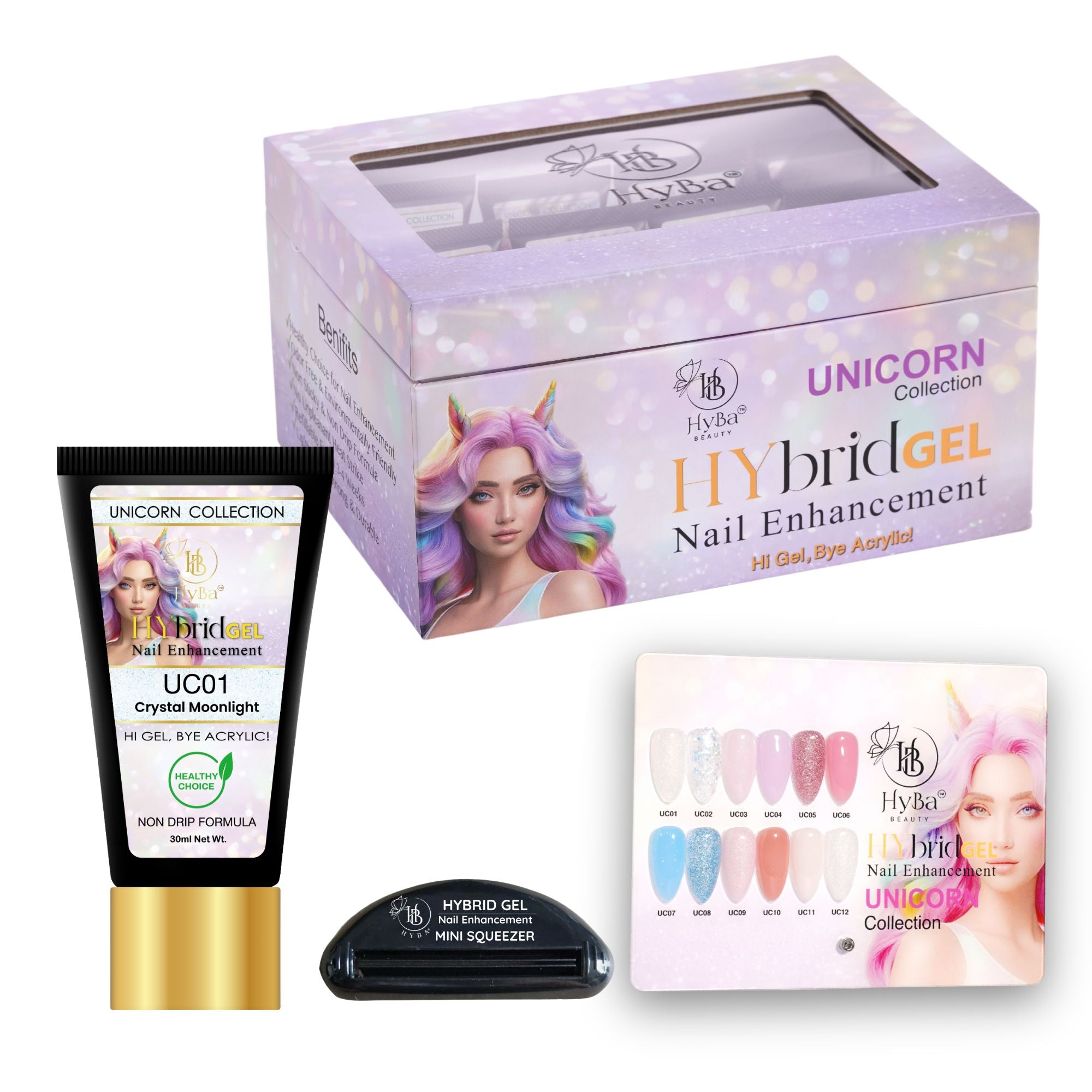 #8 UNICORN HyGEL® Box Set -  (Includes: 12 x HyGEL (30ml Each), 1 x Gel Squeezer, 1 x Color Chart)