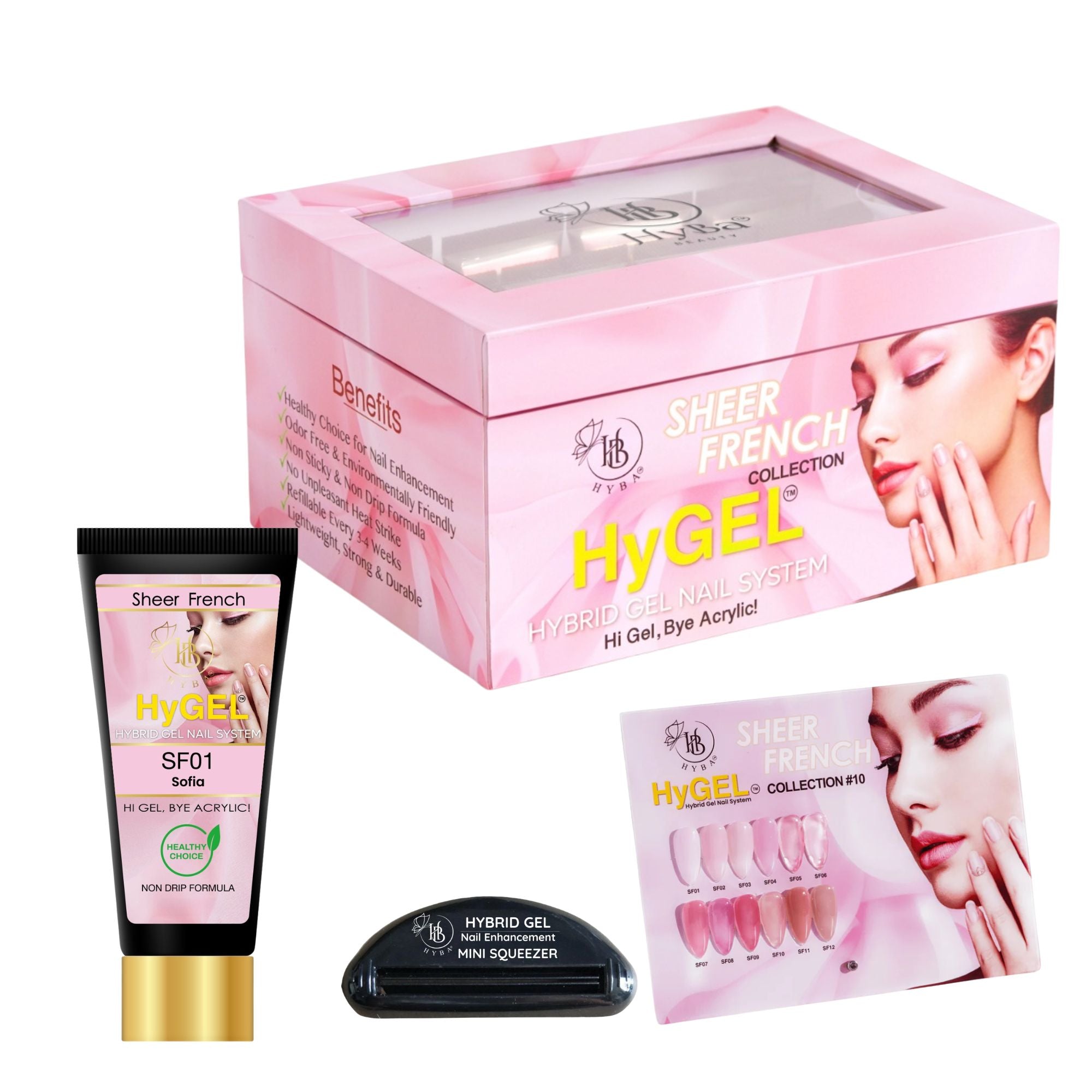 #10 SHEER FRENCH HyGEL® Box Set -  (Includes: 12 x HyGEL (30ml Each), 1 x Gel Squeezer, 1 x Color Chart)
