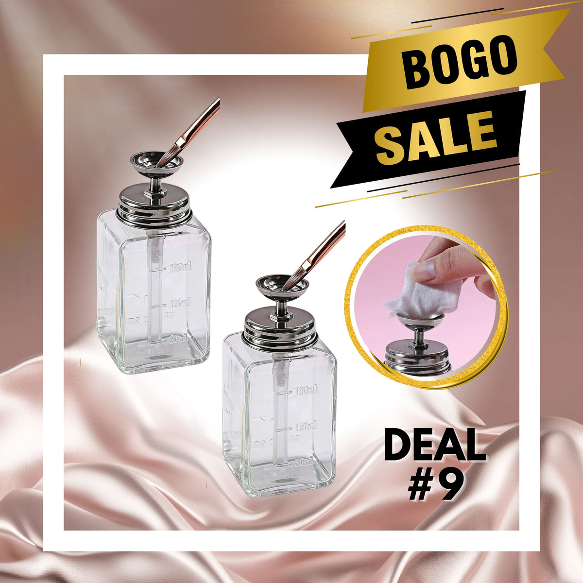 #9 BOGO Deal - 2 x Stainless Steel - Glass Pump Dispenser Bottles
