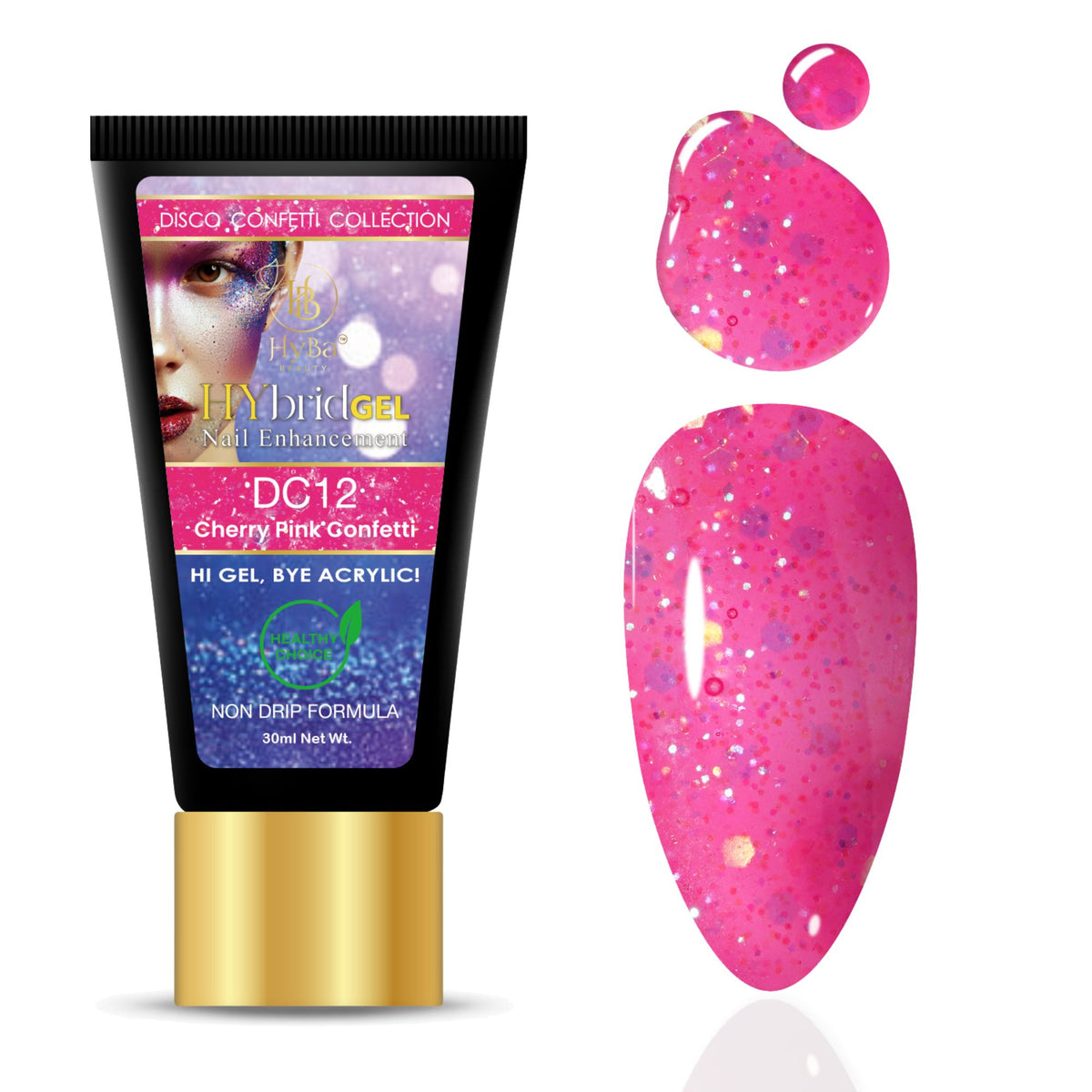 Hybrid Gel - HyGEL® 30ml  / #DC12 Cherry Pink Confetti