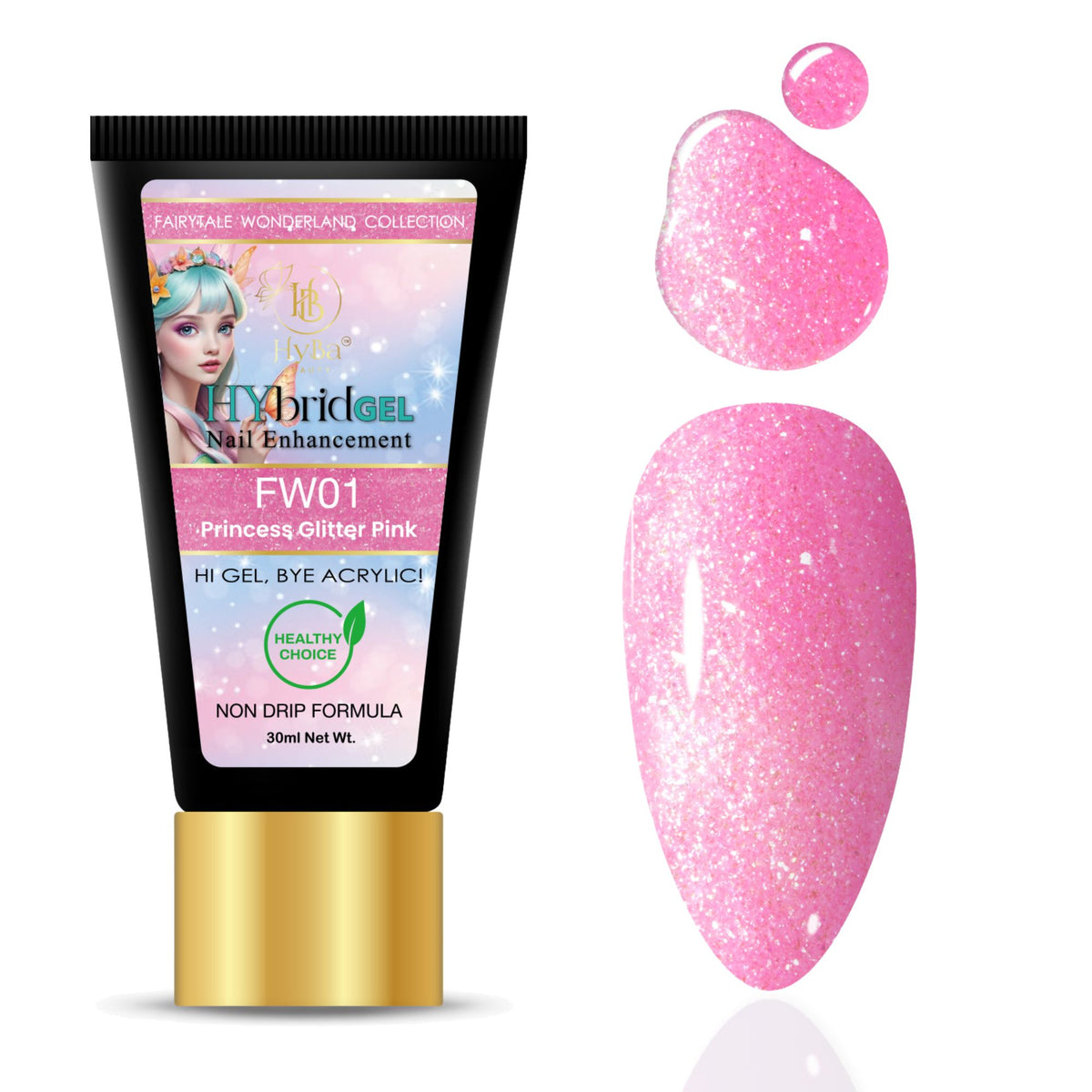 Hybrid Gel - HyGEL® 30ml  / #FW01 Princess Glitter Pink
