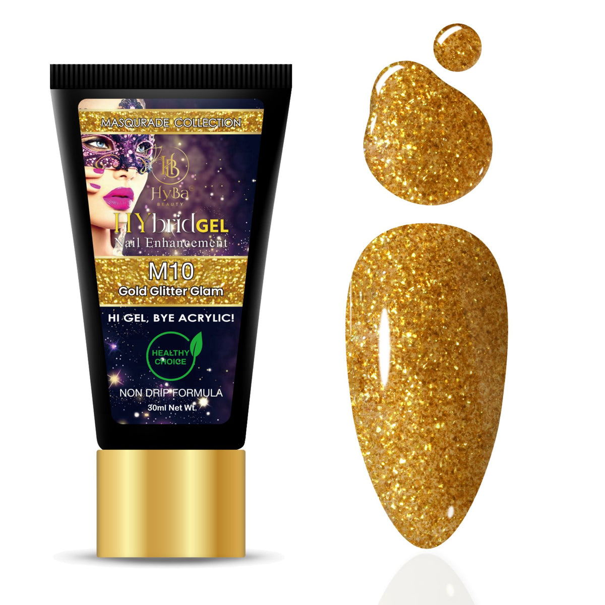 Hybrid Gel - HyGEL® 30ml  / #M10 Gold Glitter Galm