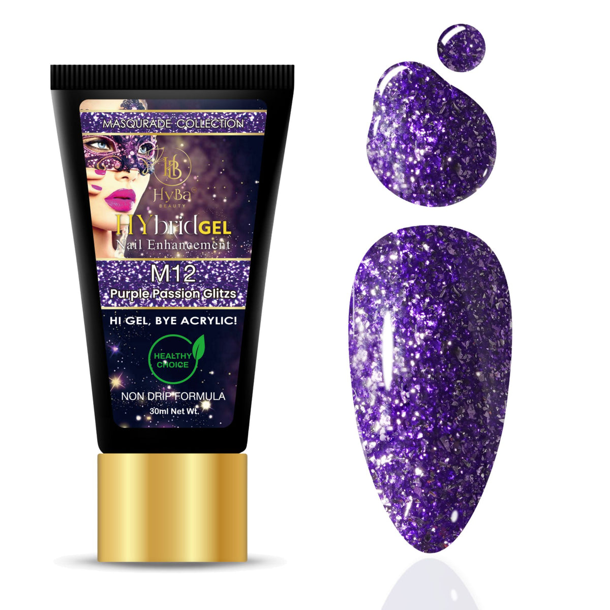 Hybrid Gel - HyGEL® 30ml  / #M12 Purple Passion Glitzs