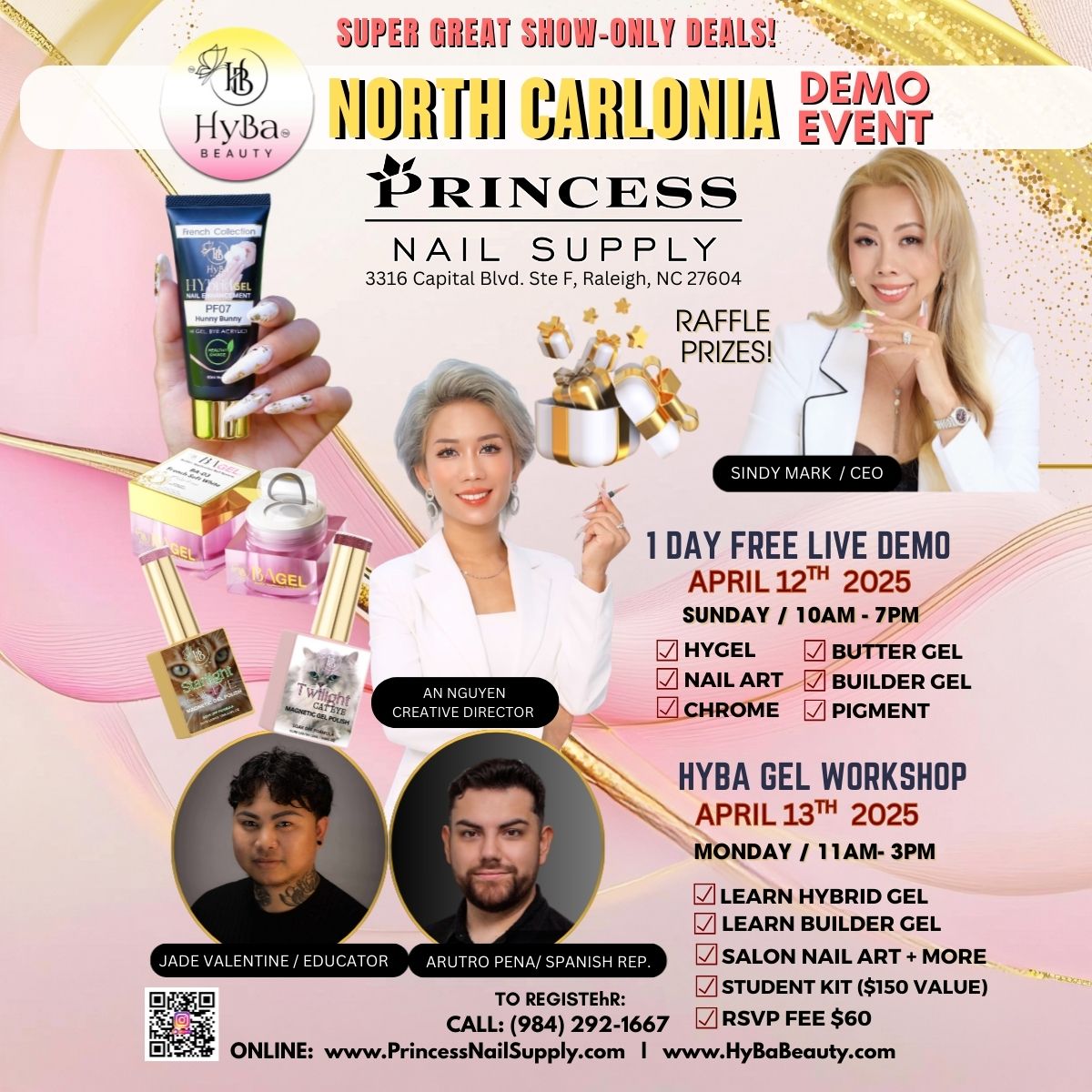APRIL 12th - 13th, 2026 / PRINCESS NAIL SUPPLY - Raleigh , NC - DEMO / Workshop Nail Event