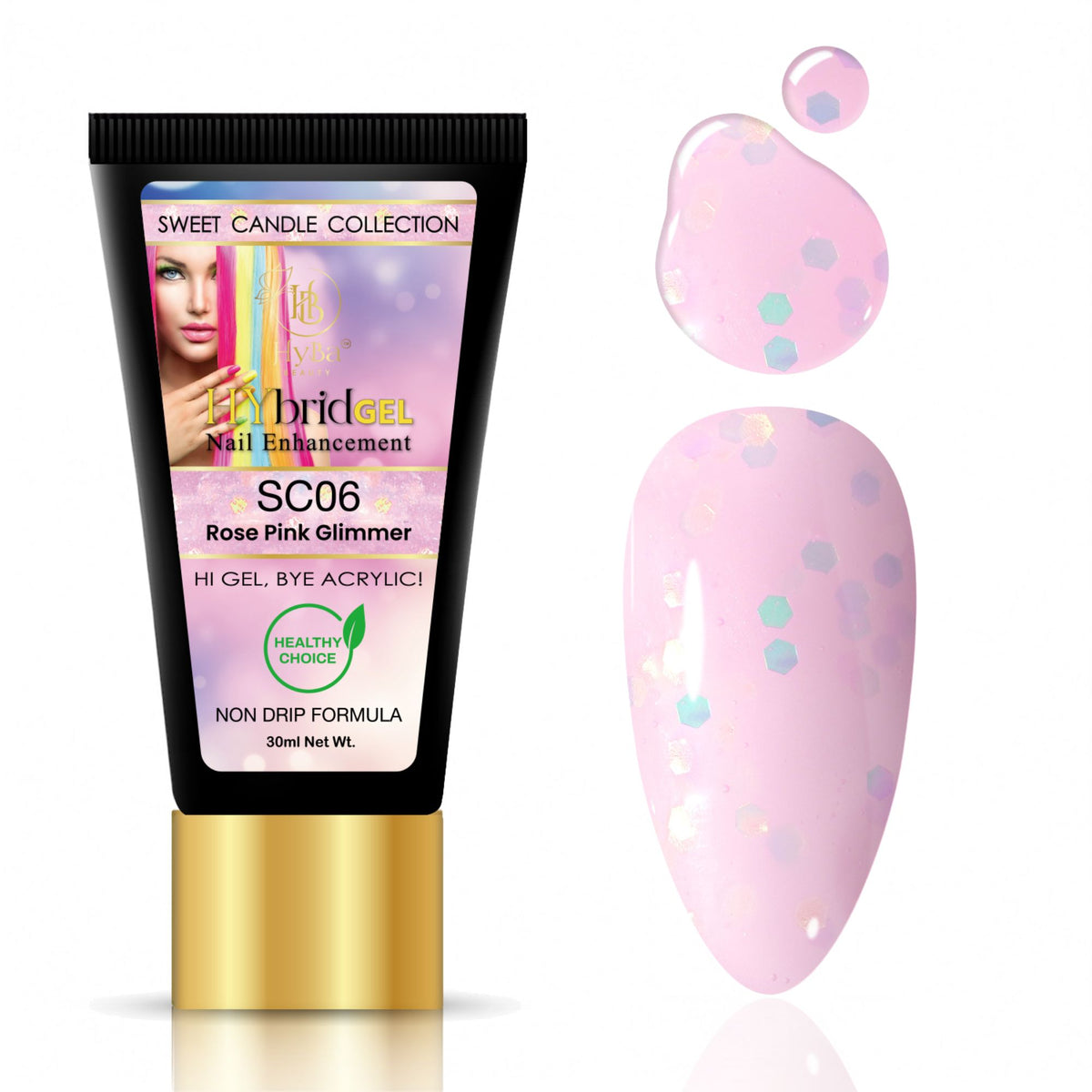 Hybrid Gel - HyGEL® 30ml  / #C06 Rose Pink Glimmer