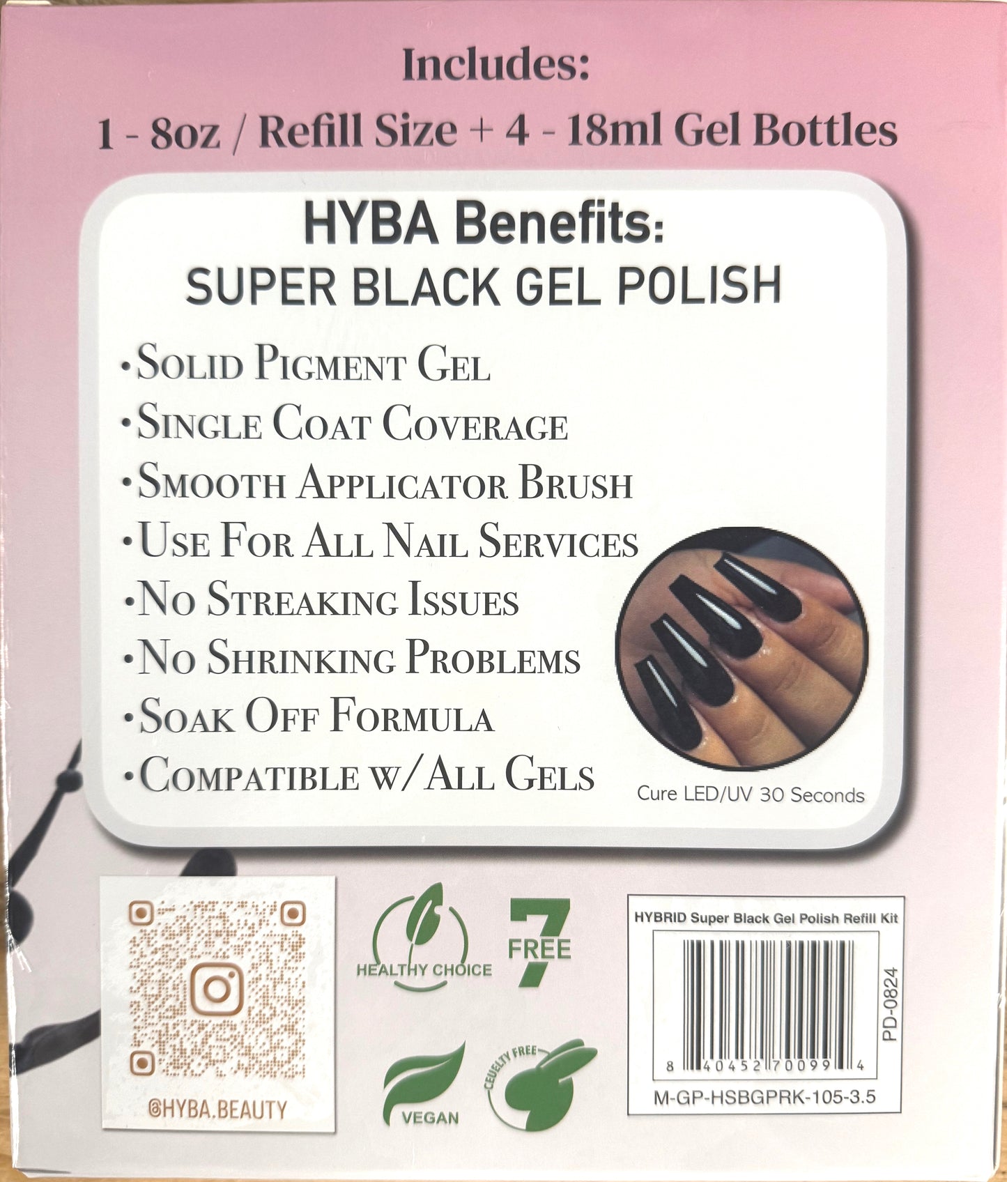 HYBRID SUPER BLACK Gel Polish - REFILL KIT OR SINGLES