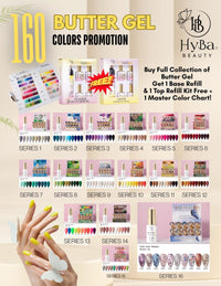 BUTTER GEL Full Collection / SERIES  1 - 16 - Free Top & Base Refill Kits - HYBA BEAUTY