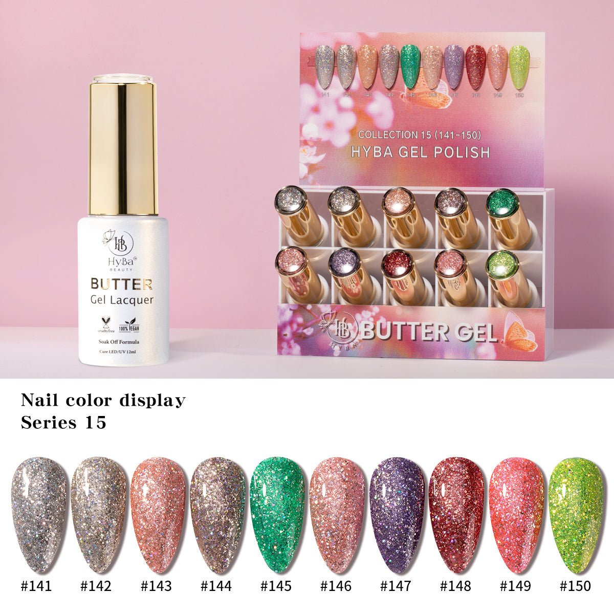 BUTTER GEL Full Collection / SERIES  1 - 16 - Free Top & Base Refill Kits - HYBA BEAUTY