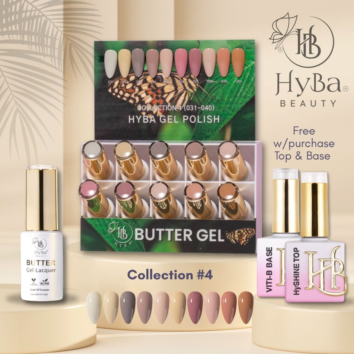 BUTTER Gel Polish SERIES 4 (Colors 031 - 040) - Free Top & Base - HYBA BEAUTY