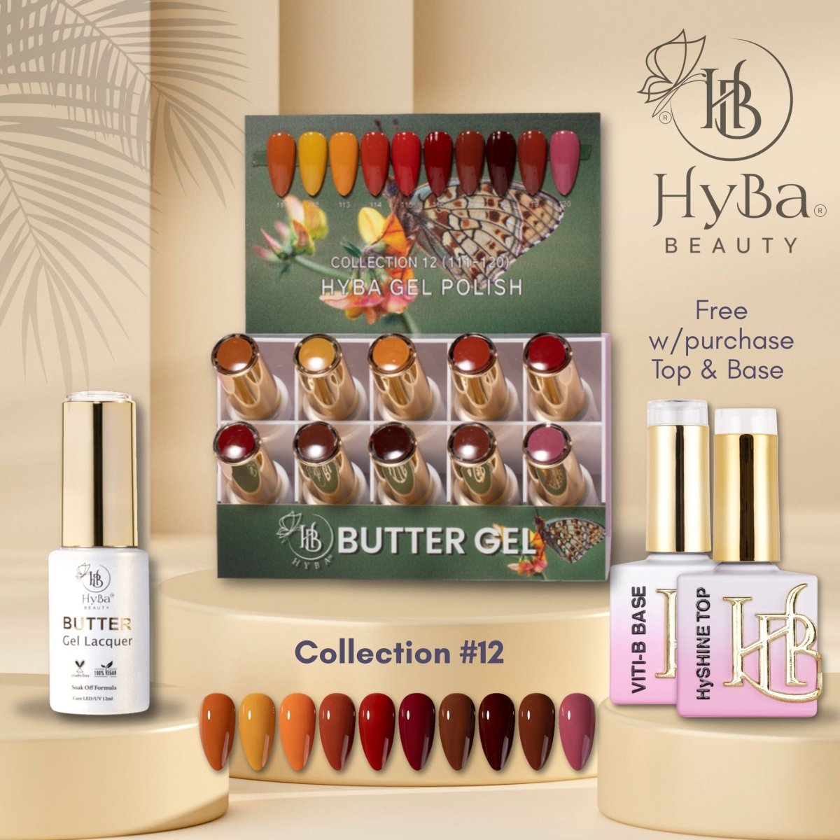 BUTTER Gel Polish SERIES Collection 12 (Colors 111 - 120) - Free Top & Base - HYBA BEAUTY