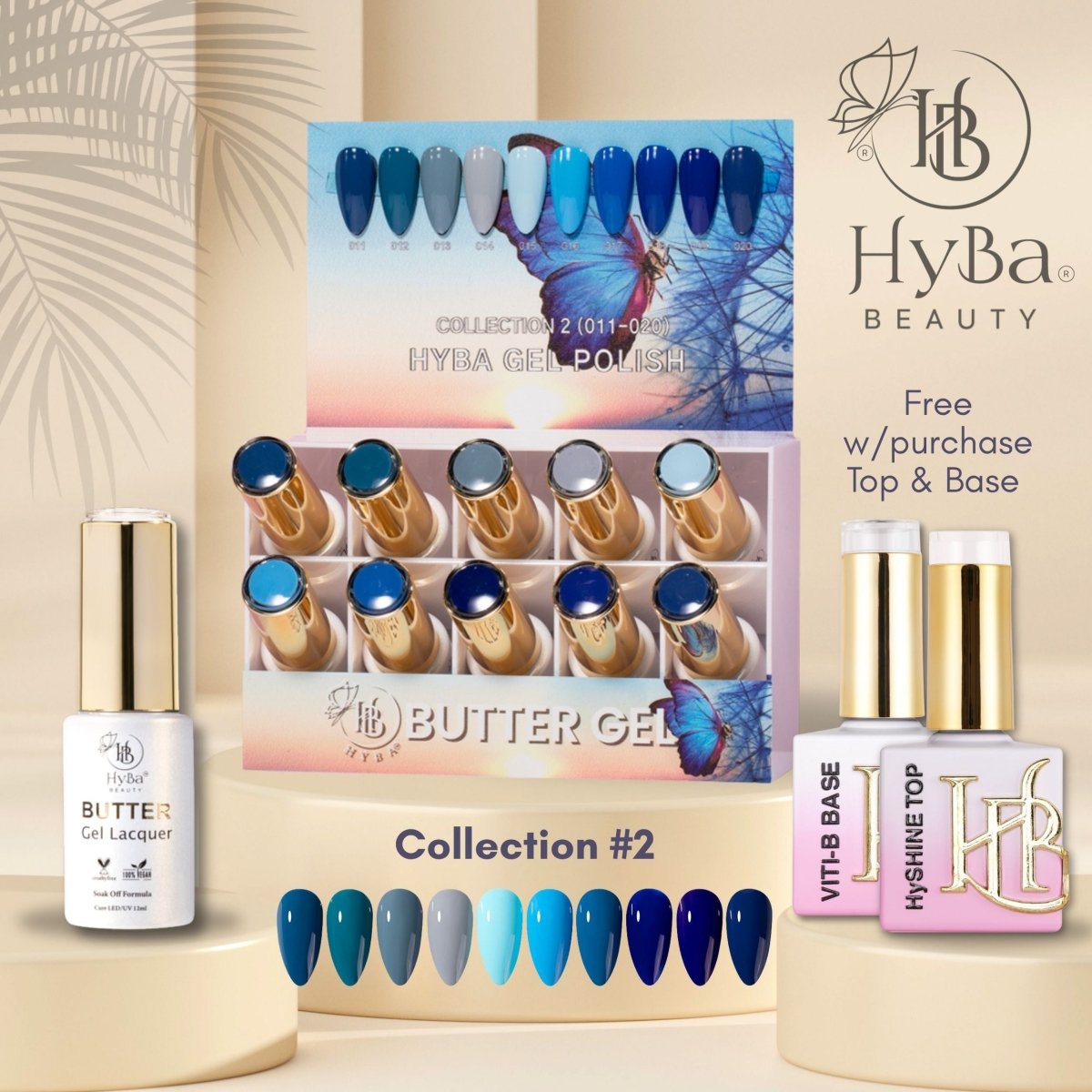 BUTTER Gel Polish SERIES Collection 2 (Colors 011 - 020) - Free Top & Base - HYBA BEAUTY