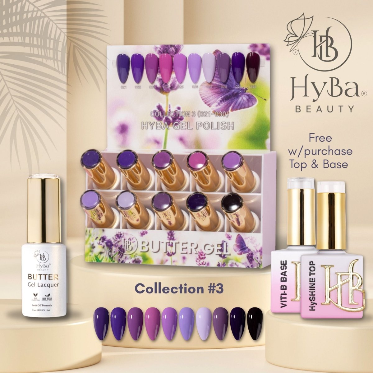 BUTTER Gel Polish SERIES Collection 3 (Colors 021 - 030) - Free Top & Base - HYBA BEAUTY