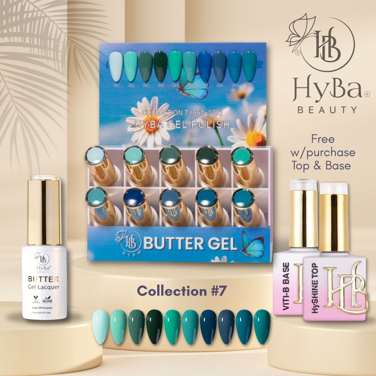 BUTTER Gel Polish SERIES Collection 7 (Colors 061 - 070) - Free Top & Base - HYBA BEAUTY