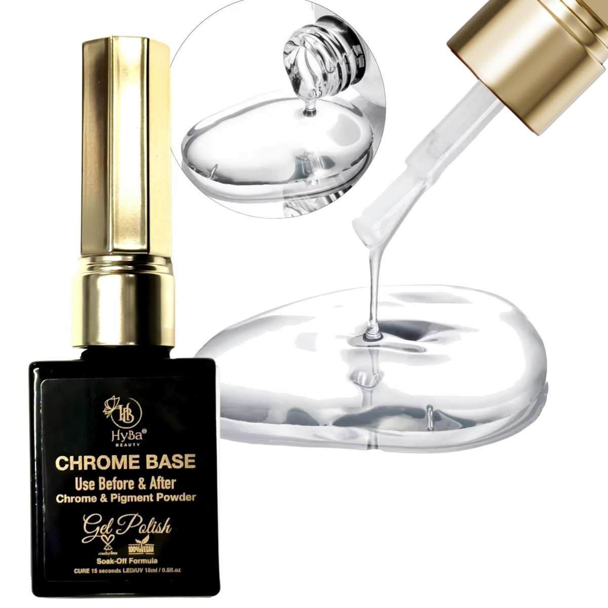CHROME BASE Gel Polish - 15 ml - HYBA BEAUTY