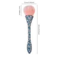Crystal Nail Dust Brush (TEAL & SILVER RHINESTONES) - HYBA BEAUTY