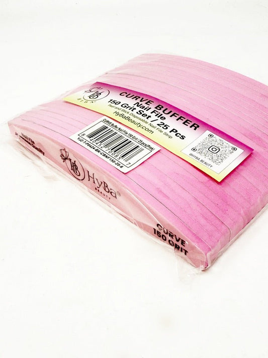 CURVE BUffer Nail File 150 Grit Refill Set/25 pcs (Pink) - HYBA BEAUTY