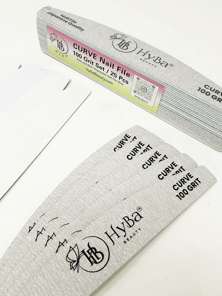 CURVE Nail File 100 Grit Refill Set/25 Pcs - HYBA BEAUTY