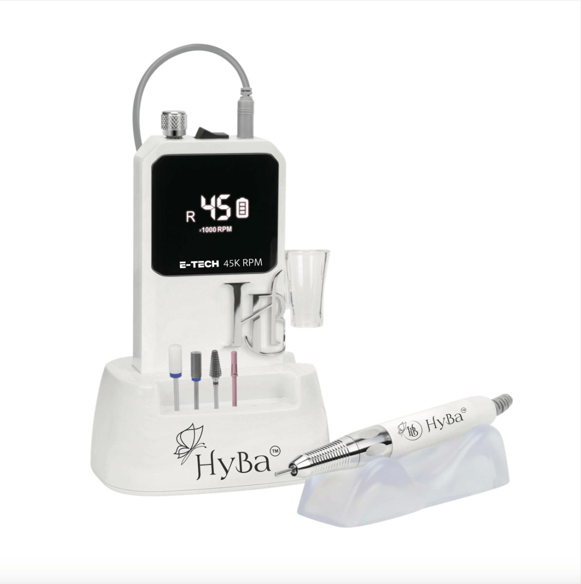 CYBER E - TECH 45K/ CLASSIC WHITE - Professional E - FILE Nail Machine - HYBA BEAUTY