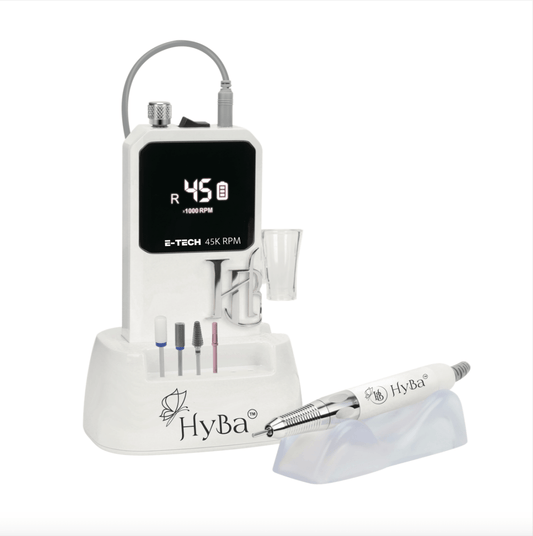 CYBER E - TECH 45K/ CLASSIC WHITE - Professional E - FILE Nail Machine - HYBA BEAUTY