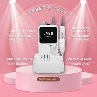 CYBER E - TECH 45K/ CLASSIC WHITE - Professional E - FILE Nail Machine - HYBA BEAUTY