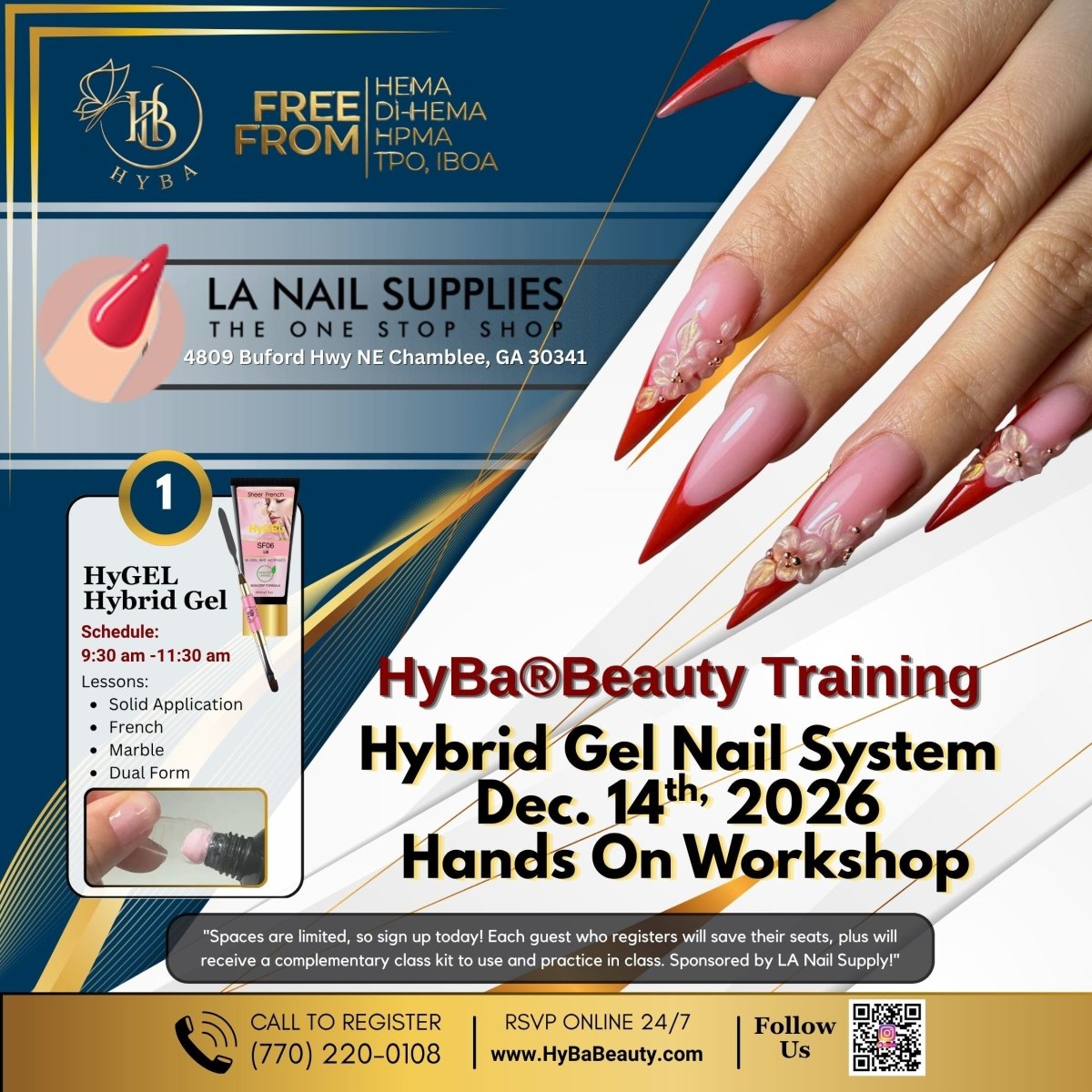 December 13th - 14th, 2026 - LA NAIL SUPPLY, Chamblee, GA - Demo & Class Nail Event - HyBa® BEAUTY