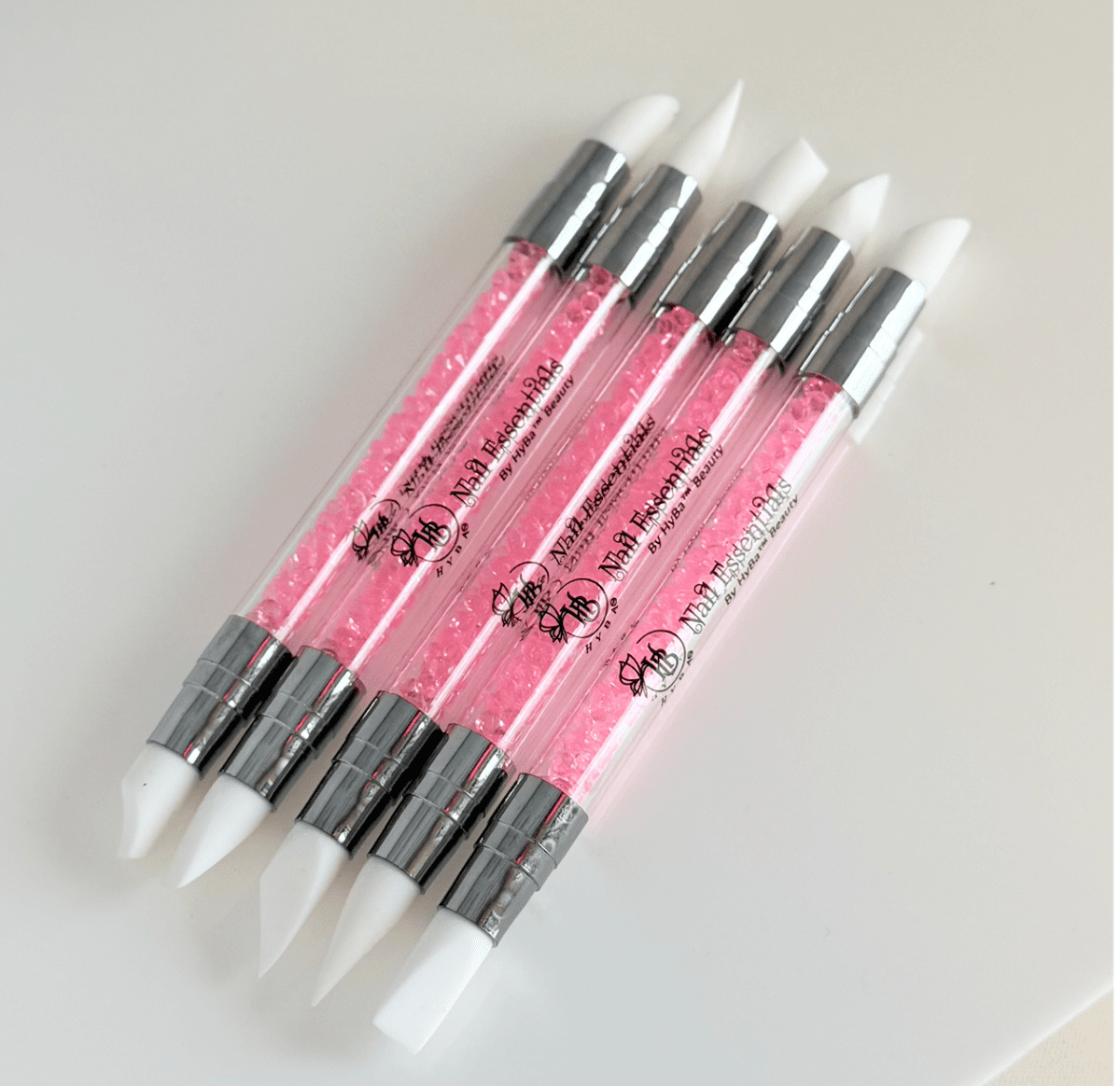 Dual - Ended Silicone Nail Art Tool - 5pcs - Set (White Tips) - HYBA BEAUTY