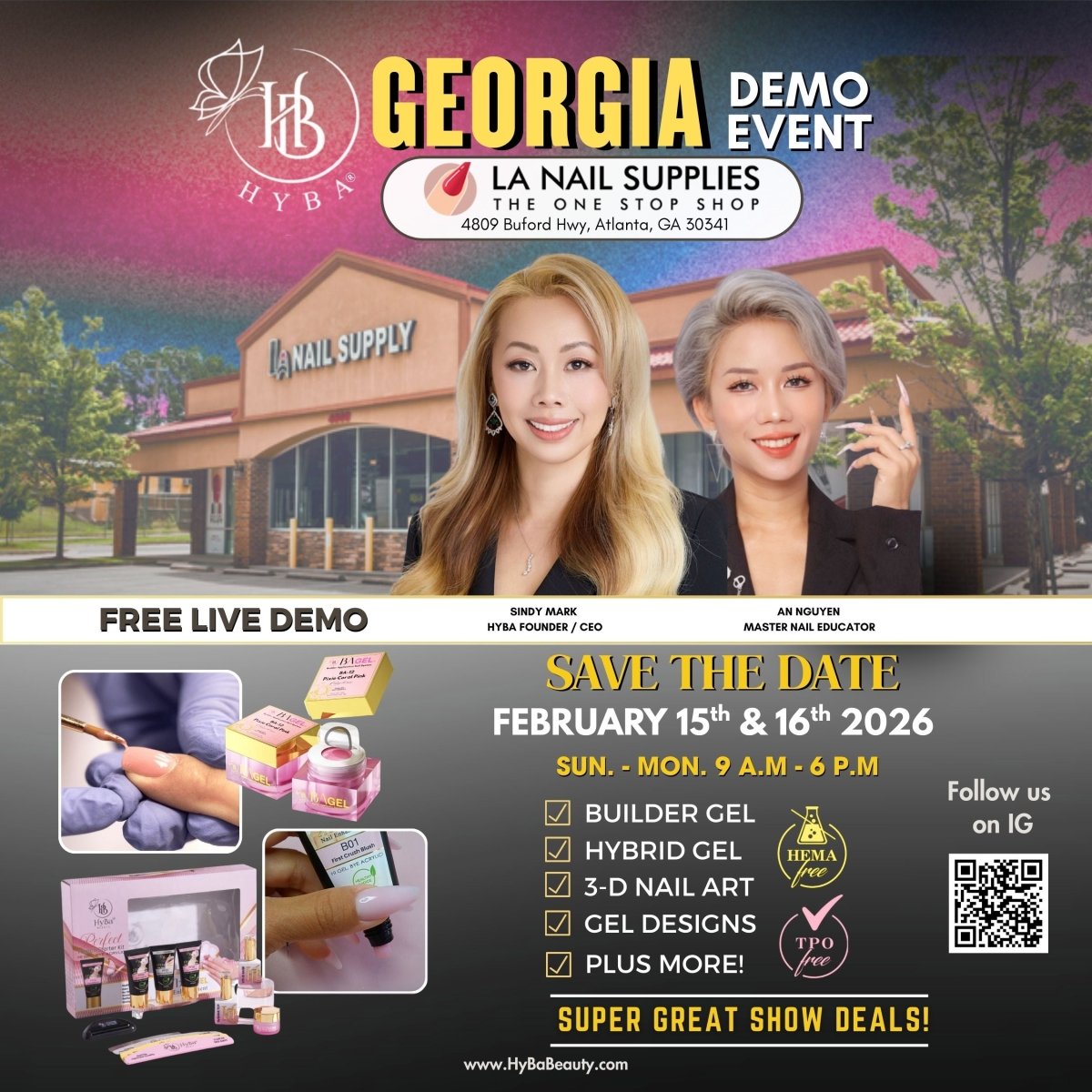FEBRUARY 15th - 16th, 2026 / LA NAIL SUPPLY - Atlanta, GA - Free Nail Event - HYBA BEAUTY