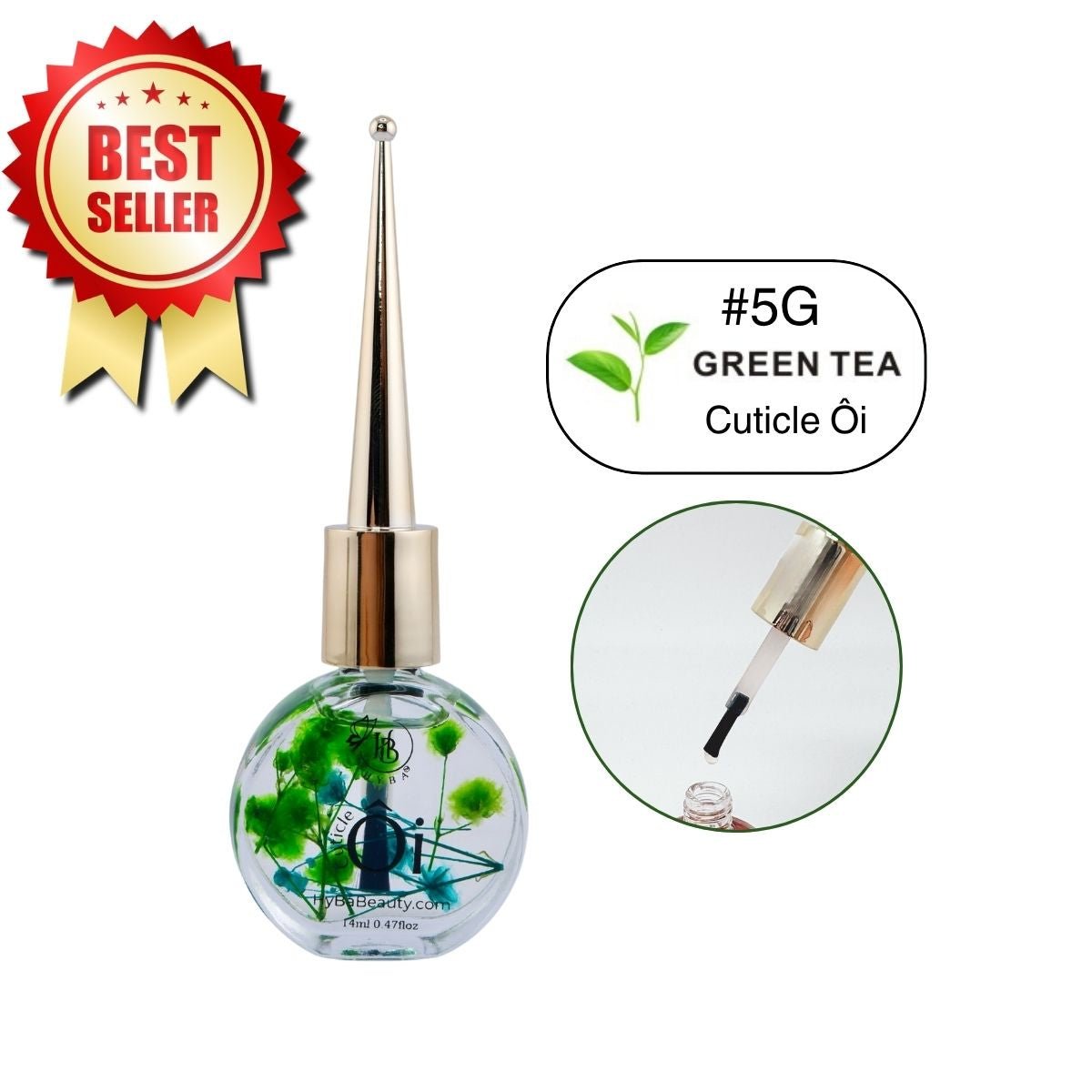 Green Tea - Essential Cuticle Moisturizing Oils with Vitamin E - (Single listing) 14ml - HyBa® BEAUTY