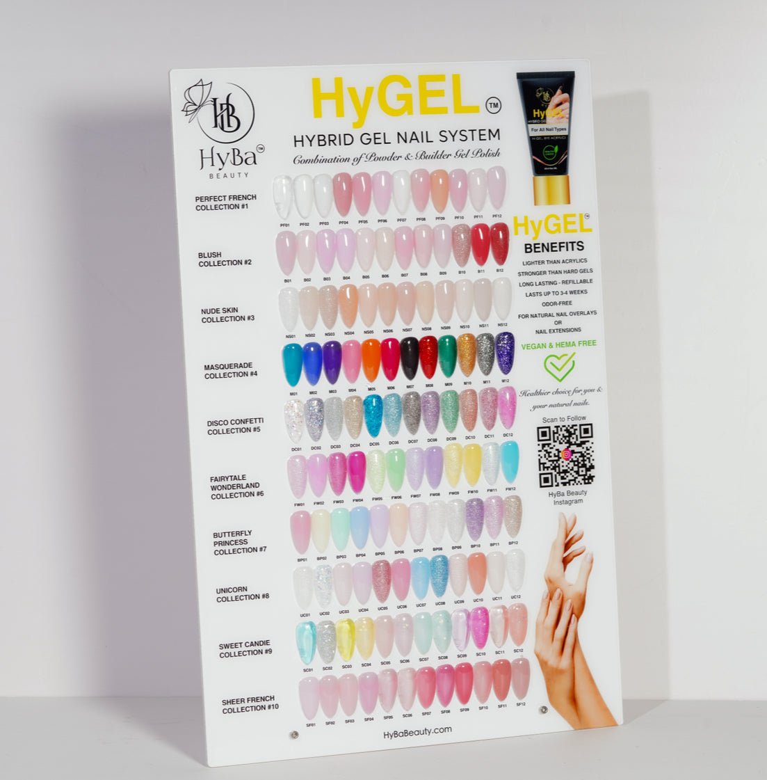 Hybrid Gel - HyGEL Master Color Chart - 120 Colors - HYBA BEAUTY
