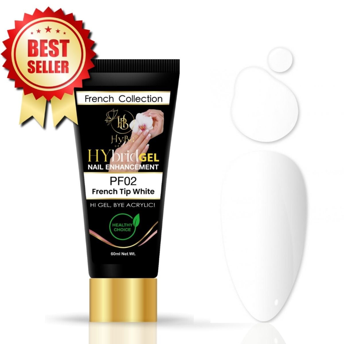 Hybrid Gel Professional Nail Polish - HyGEL 60ml / #PF02 French Tip White - HyBa® BEAUTY