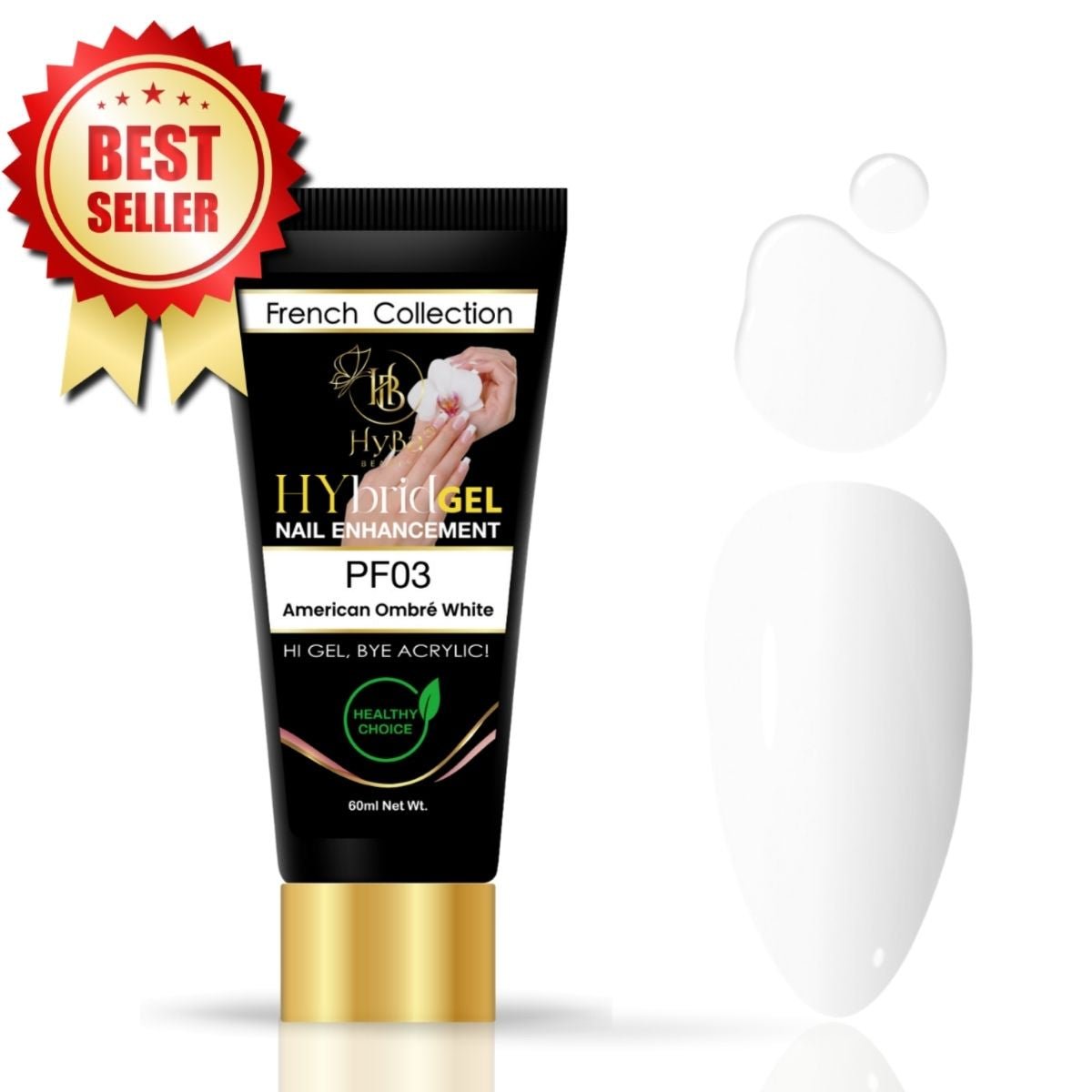 Hybrid Gel Professional Nail Polish - HyGEL 60ml / #PF03 American Ombre White - HyBa® BEAUTY