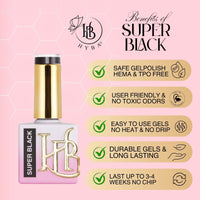 HYBRID SUPER BLACK Gel Polish - SINGLE BOTTLE LISTINGS - HYBA BEAUTY