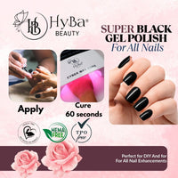 HYBRID SUPER BLACK Gel Polish - SINGLE BOTTLE LISTINGS - HYBA BEAUTY