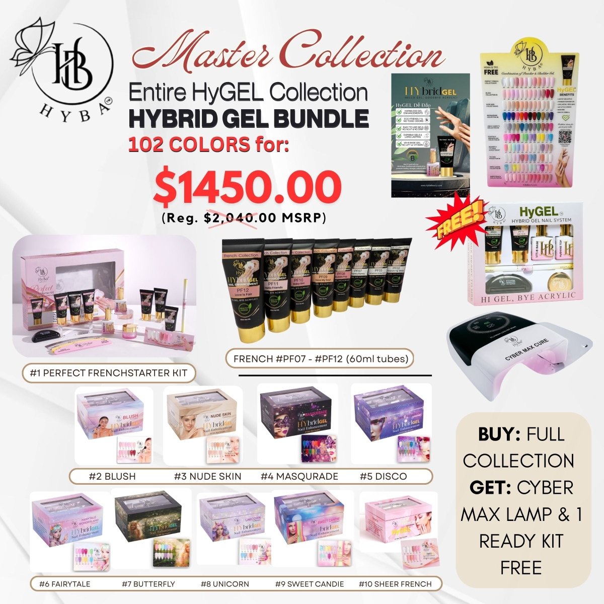 HyGEL® Complete Full Set - 120 Colors + Free Gifts - HyBa® BEAUTY