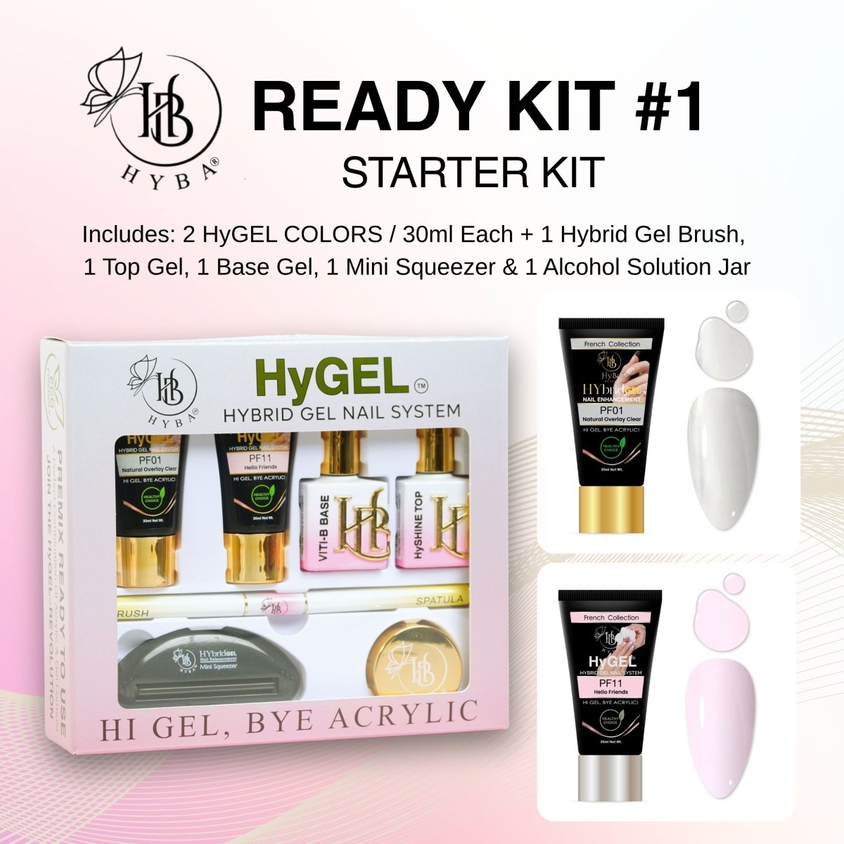 HYGEL HYBRID GEL NAIL SYSTEM - READY Kit 1 - HYBA BEAUTY