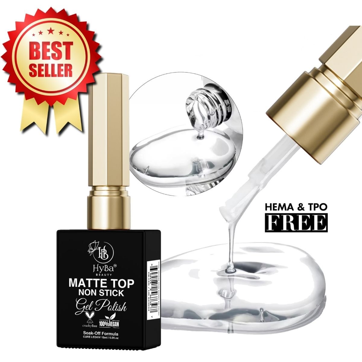 MATTE Top Non Stick - Gel Polish - 15ml - HyBa® BEAUTY
