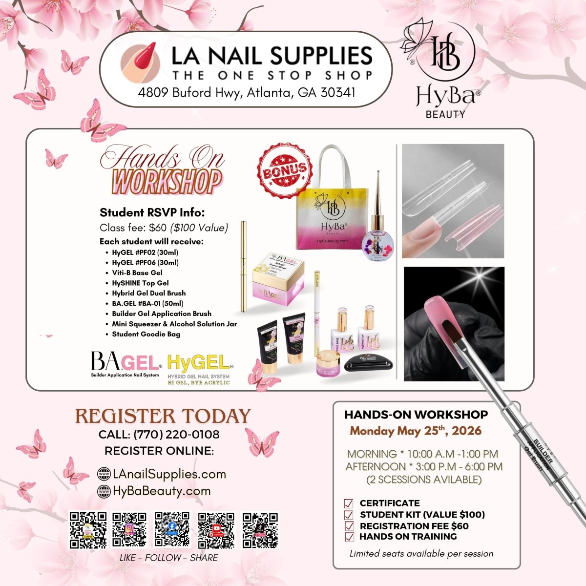 May 24th - 25th, 2026 / LA NAIL SUPPLY - ATLANTA, GA - DEMO/Workshop Nail Event - HYBA BEAUTY