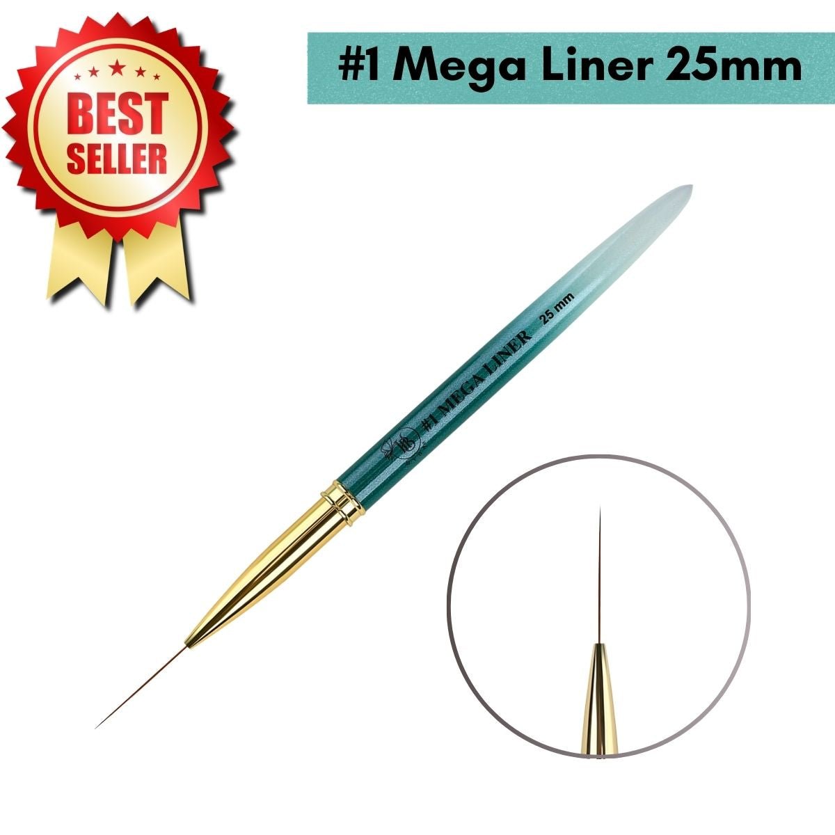 Mega Liner Nail Art Brush Tool #1 (25mm) 100% Kolinsky Hair - HyBa® BEAUTY