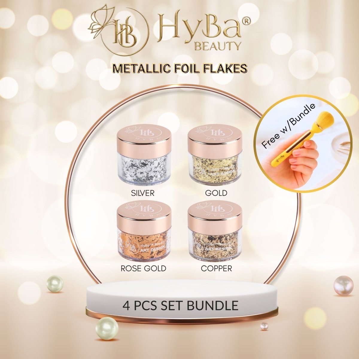 METALLIC FOIL FLAKES - Nail art - HyBa® BEAUTY