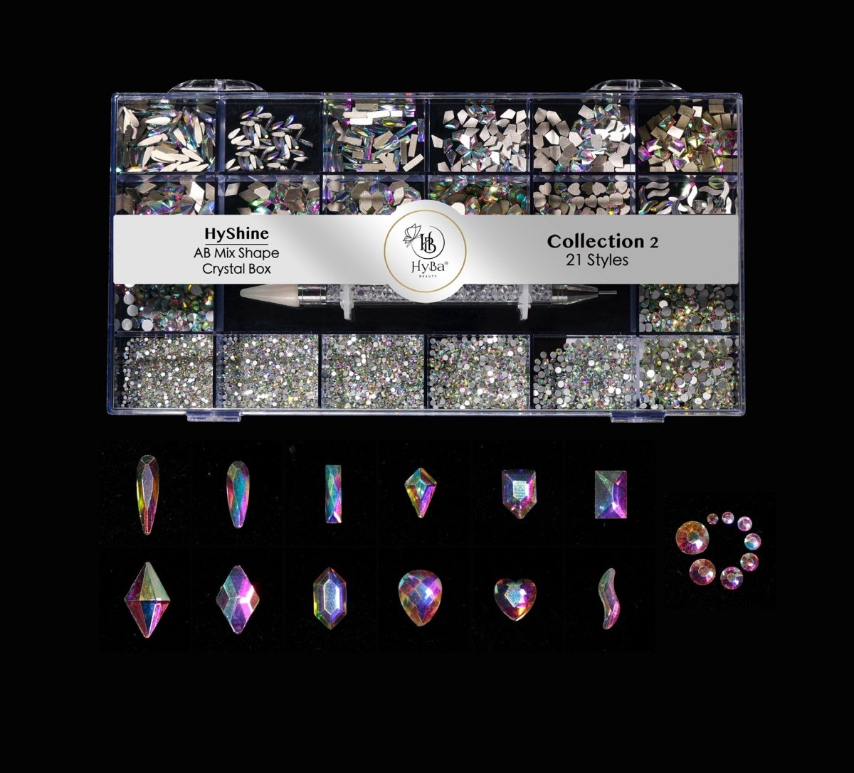 MIXED CRYSTALS FLAT CHARM BOX 2 - HYBA BEAUTY