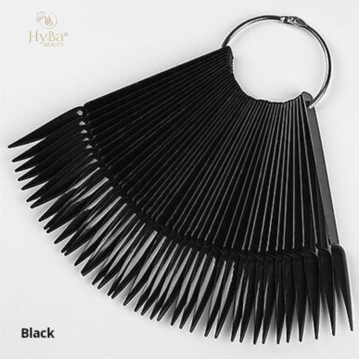 Nail Practice Color Display Fan Shape Display Tips (CLEARANCE) (BLACK STILETTO/ 50pcs) - HyBa® BEAUTY