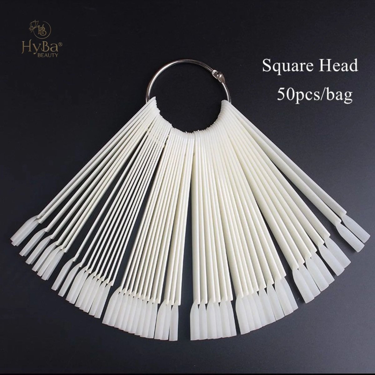 Nail Practice Color Display Fan Shape Display Tips (CLEARANCE) (NATURAL SQUARE TIP / 50pcs) - HyBa® BEAUTY