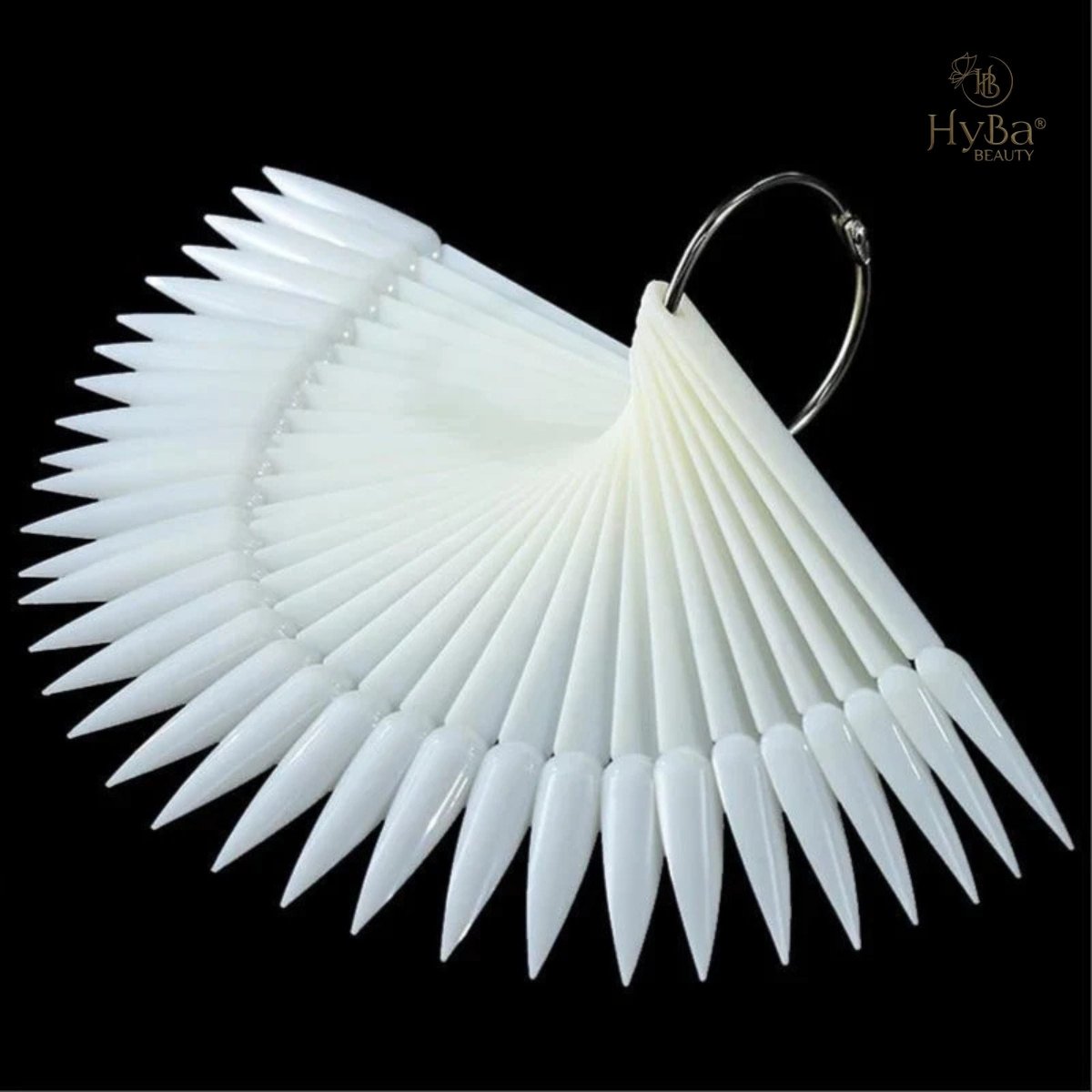 Nail Practice Color Display Fan Shape Display Tips (CLEARANCE) (NATURAL STILETTO / 50pcs) - HyBa® BEAUTY