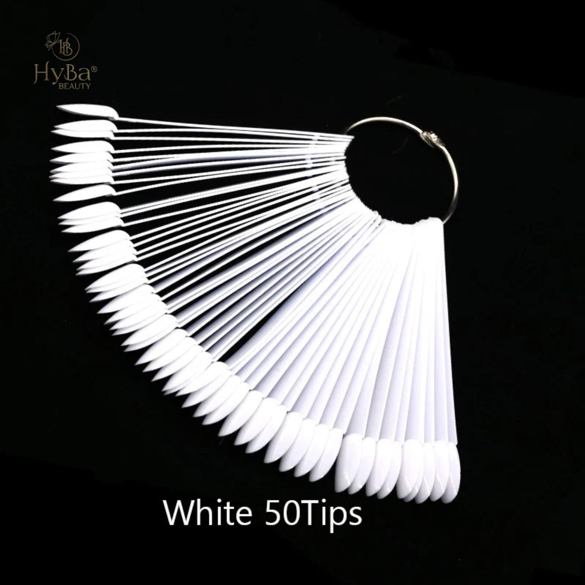 Nail Practice Color Display Fan Shape Display Tips (CLEARANCE) (WHITE ROUND TIP / 50pcs) - HyBa® BEAUTY