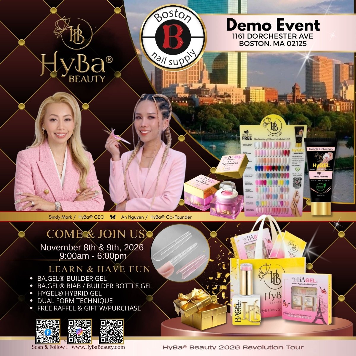 November 8th - 9th, 2026 / Boston Nail Supply - Boston, MA- 2 Days Demo Nail Event - HyBa® BEAUTY