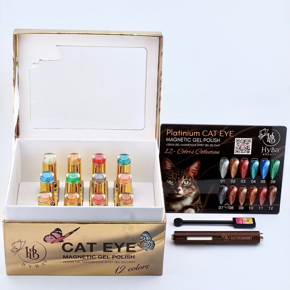 PLATINUM Cat - Eye Gel Polish 12 Colors - Box Set - HYBA BEAUTY
