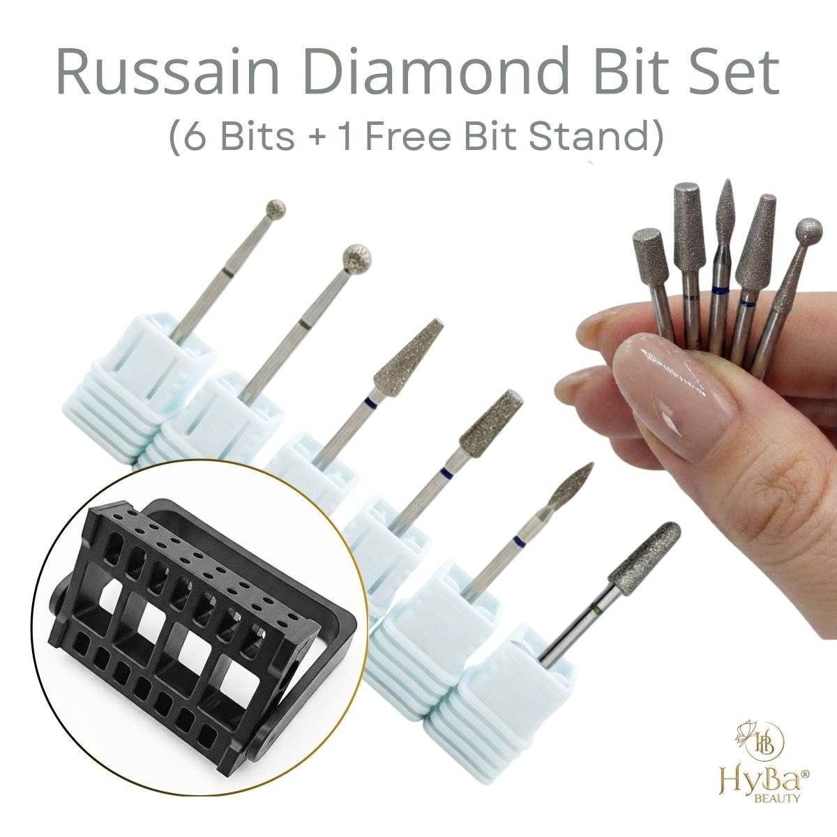 Russian Manicure Diamond Cuticle Bits (6 pcs Set + Free Bit Holder) (CLEARANCE) - HyBa® BEAUTY