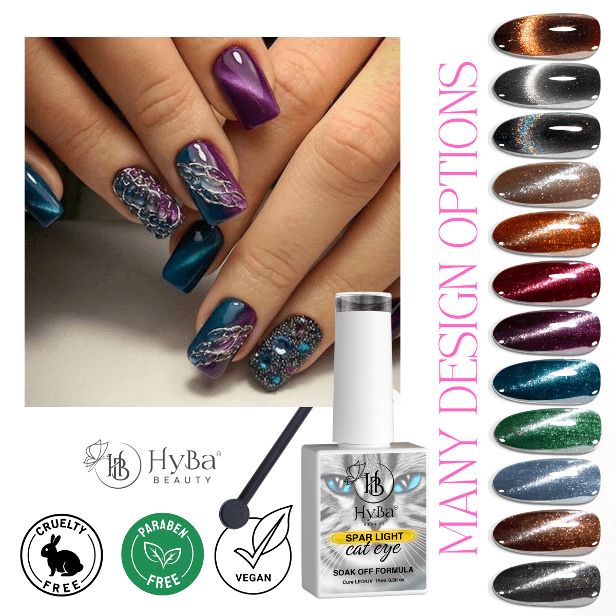 SPAR LIGHT Cat Eye Gel Collection - 12 colors - HYBA BEAUTY