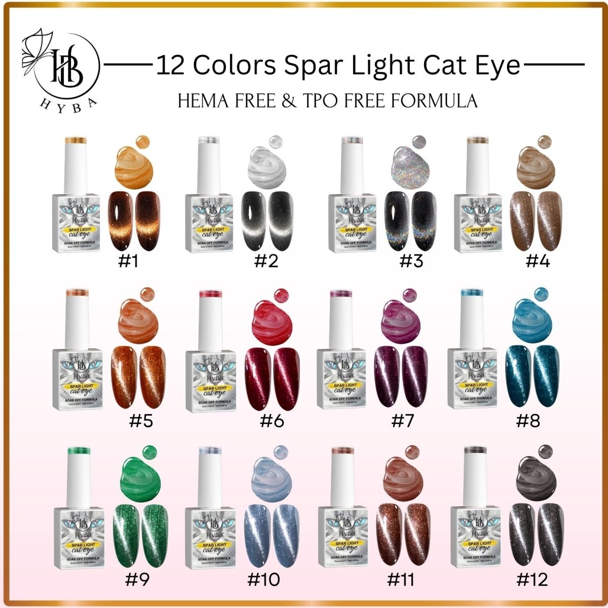 SPAR LIGHT Cat Eye Gel Collection 5 - 12 Colors Box Set - CLEARANCE - HYBA BEAUTY